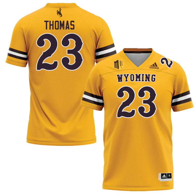 Wyoming Cowboys #23 Jones Thomas College Football Jerseys Stitched Sale-Gold